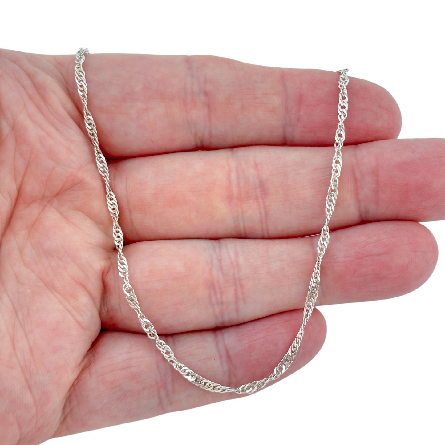 Vintage Sterling Silver 925 Singapore Chain Necklace 21.5"