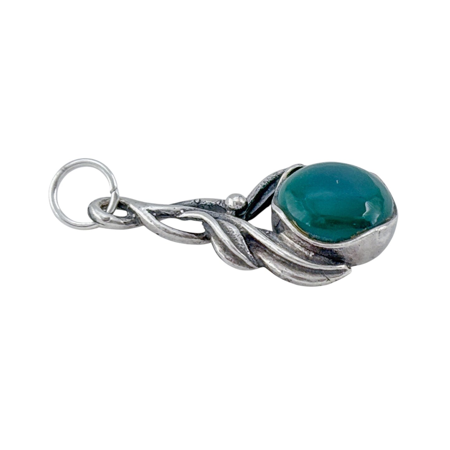 Vintage Sterling Silver 925 Green Onyx Pendant