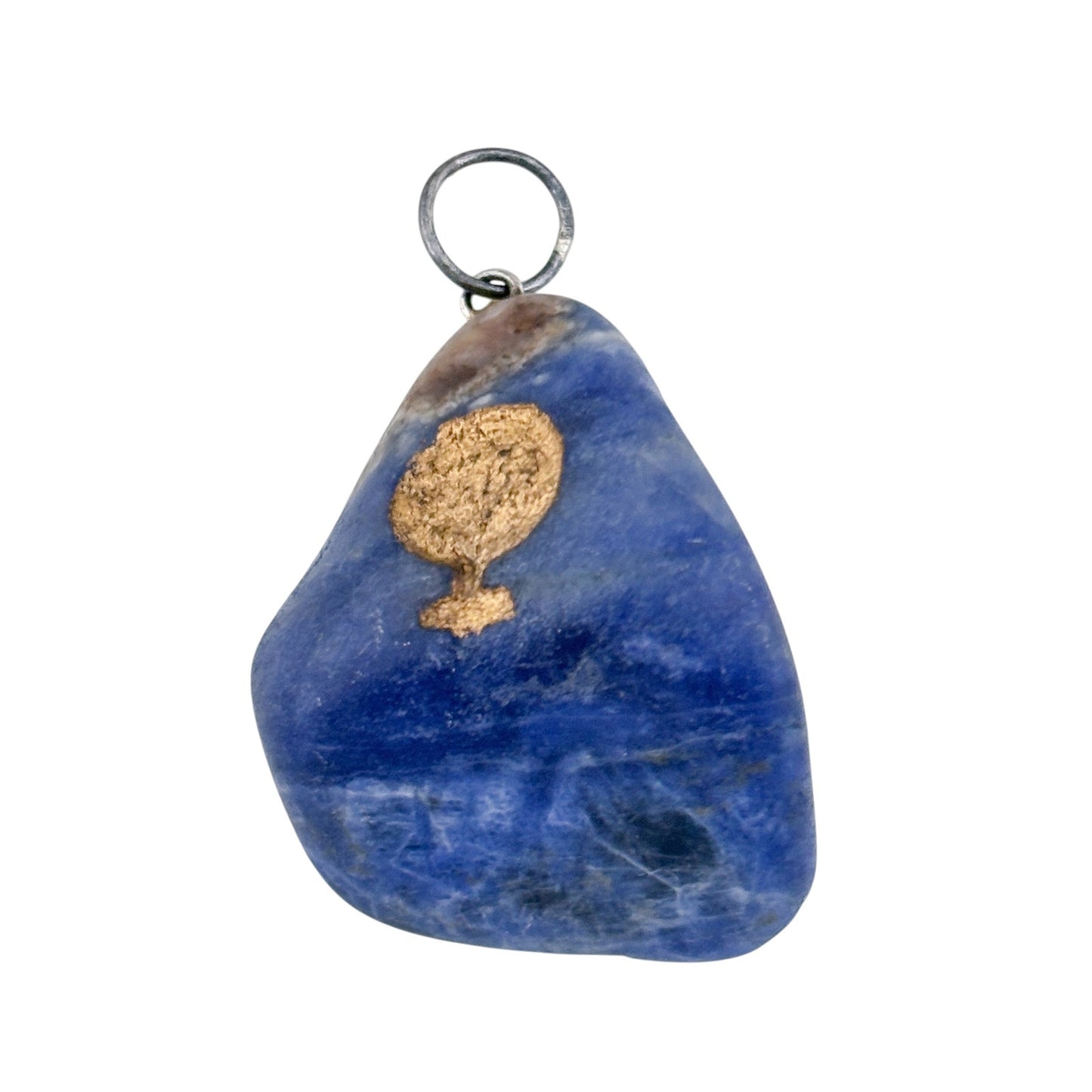 Vintage Silver-Tone Sodalite Tree Symbol Pendant
