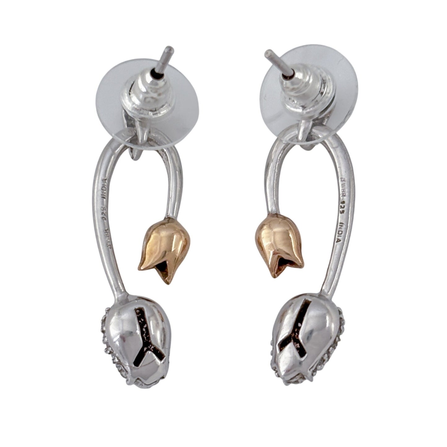 Vintage Sterling Silver 925 Diamond 0.30ctw Tulip Earrings