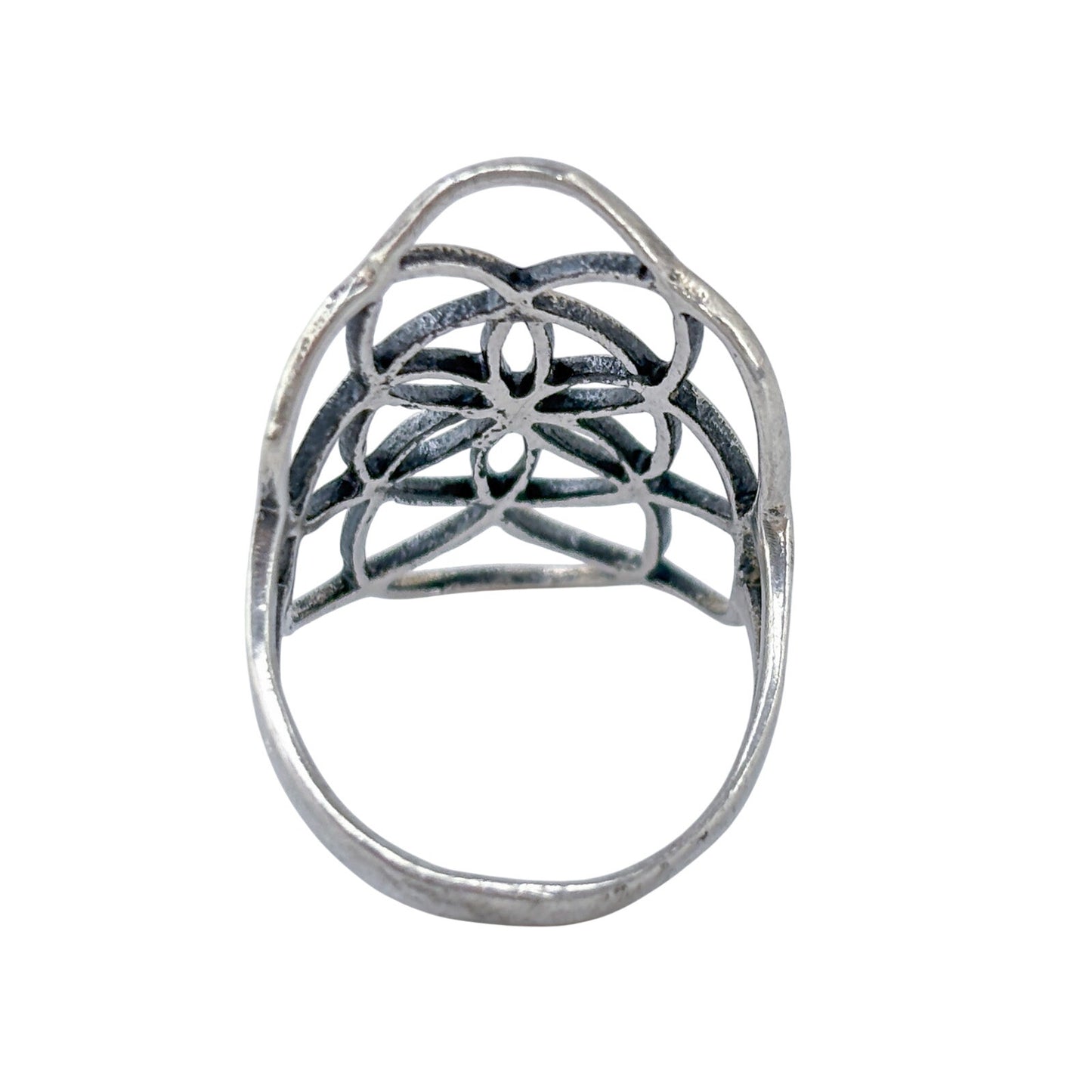 Vintage Sterling Silver 925 Mandala Flower Ring Size 7