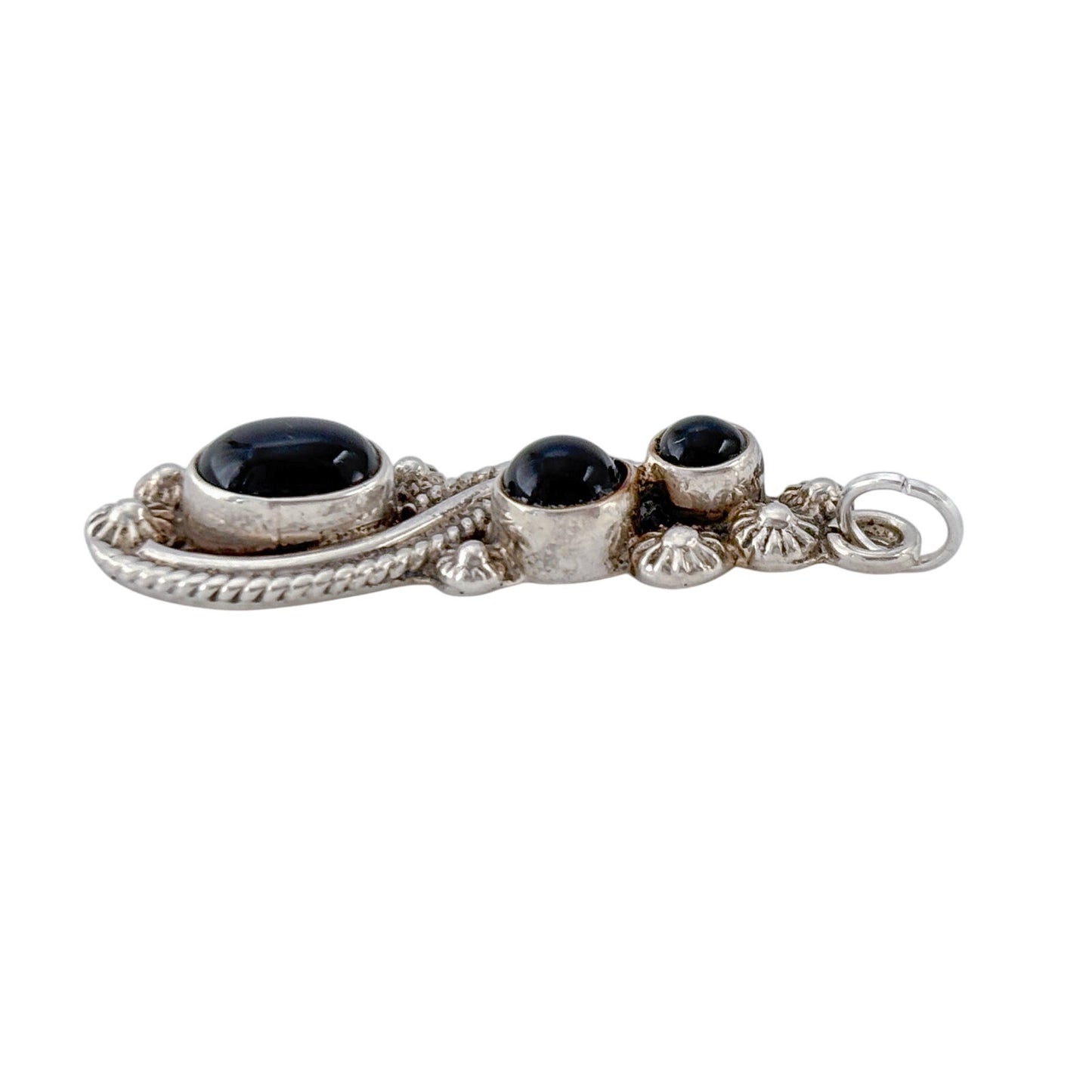 Vintage Sterling Silver 925 Onyx Pendant