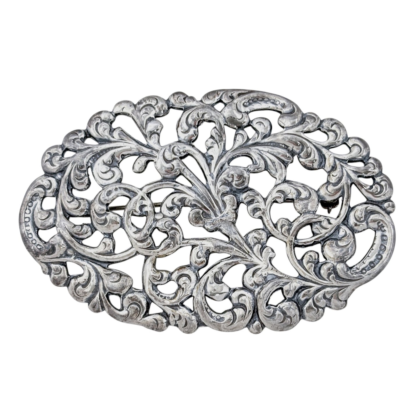 Vintage Sterling Silver 925 Filigree Scroll Brooch