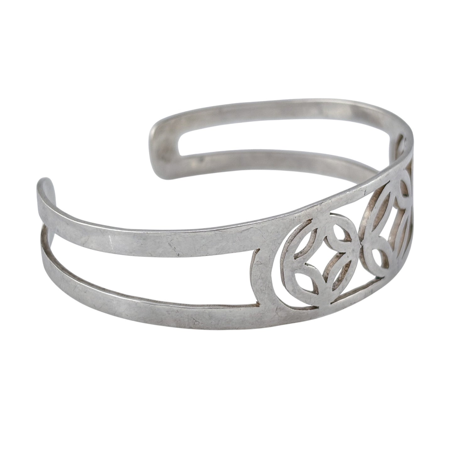 Vintage Sterling Silver 925 Openwork Cuff Bracelet 7.25"