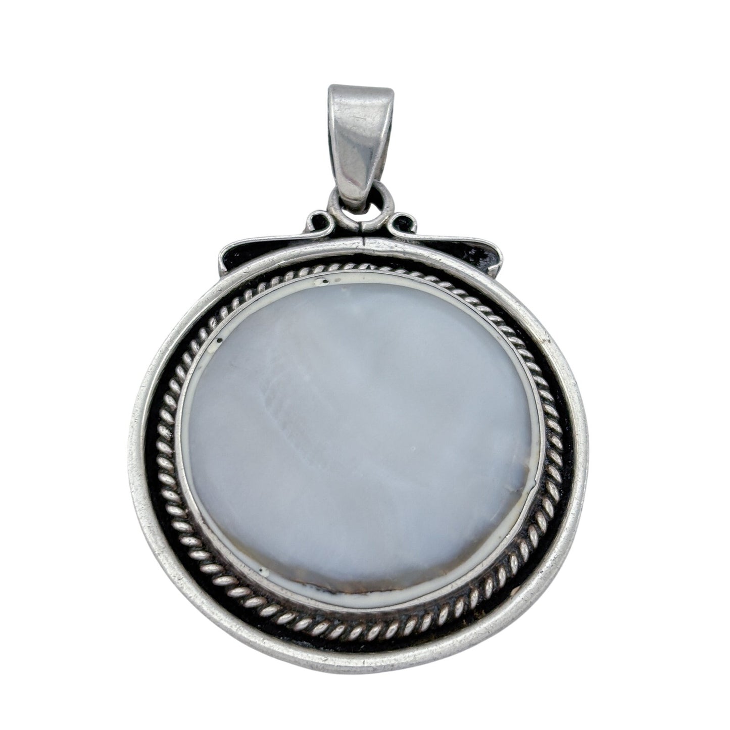 Vintage Mexico Taxco Sterling Silver 925 Mother of Pearl Pendant