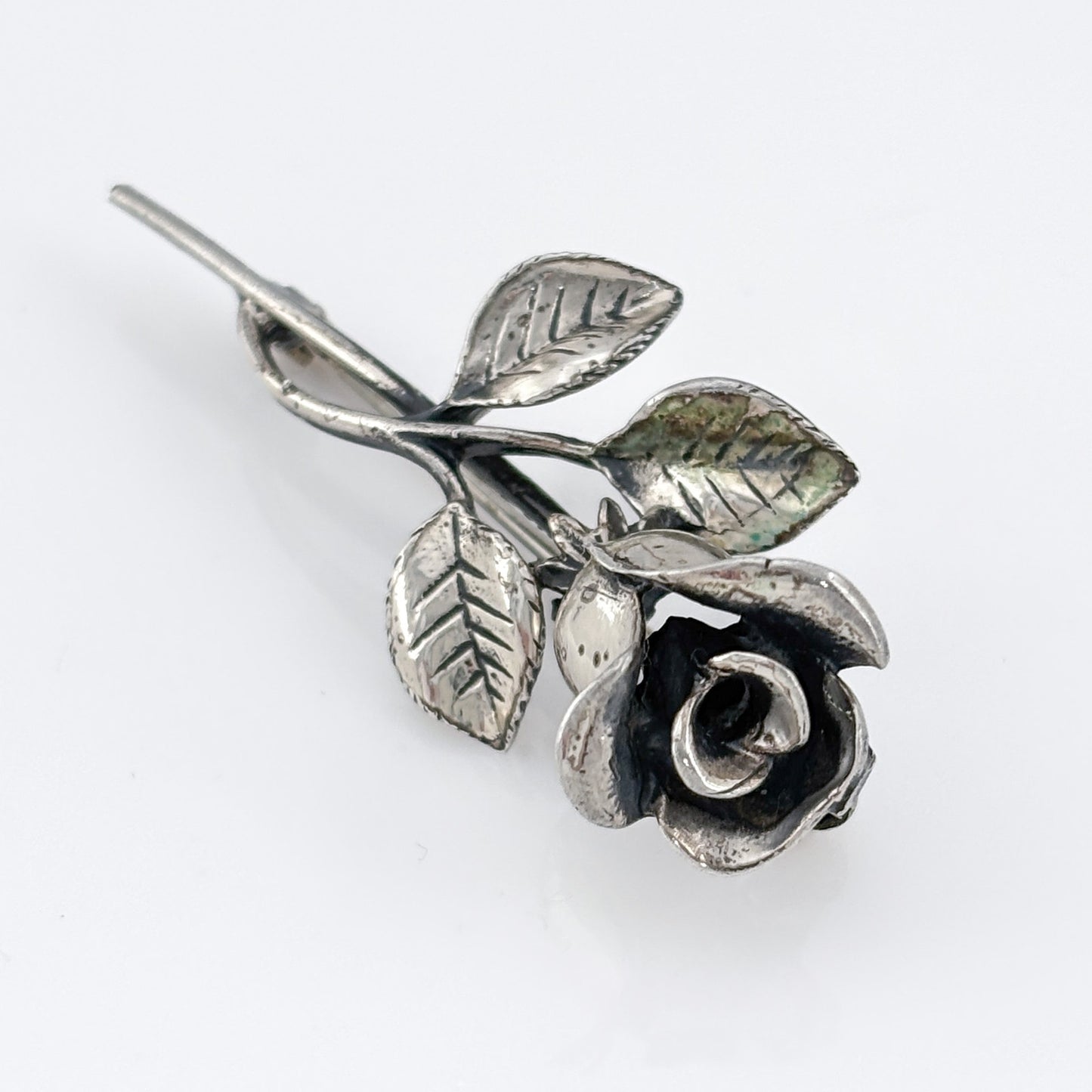 Vintage Sterling Silver 925 Rose Brooch