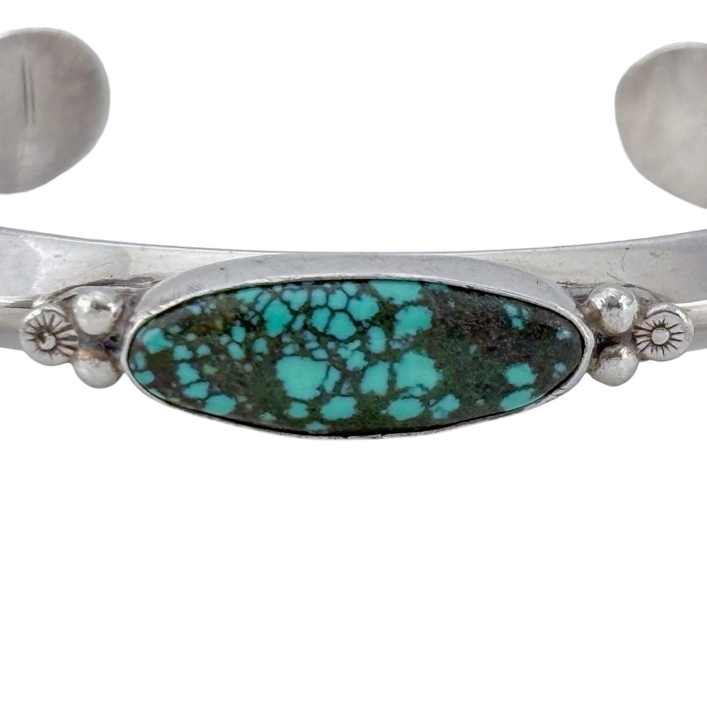 Vintage E. Piaso Navajo Sterling Silver 925 Black Web Turquoise Cuff Bracelet 6"