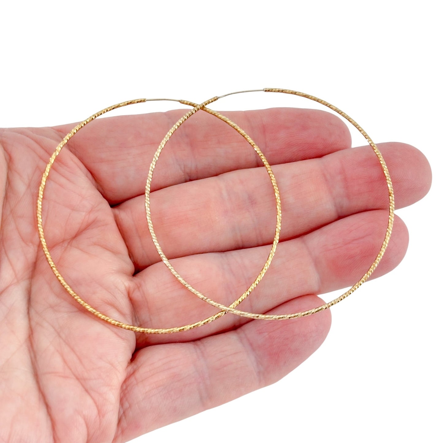 Vintage Dyadema Sterling Silver 925 Gold-Tone Textured Hoop Earrings