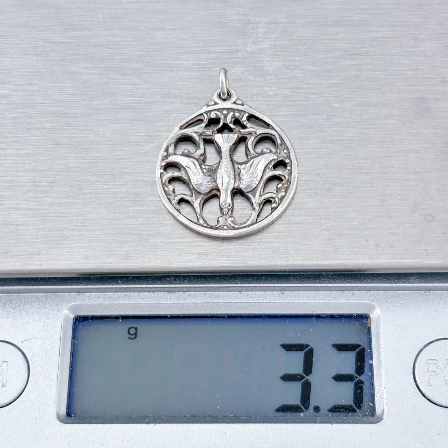 Vintage Sterling Silver 925 Dove Openwork Pendant