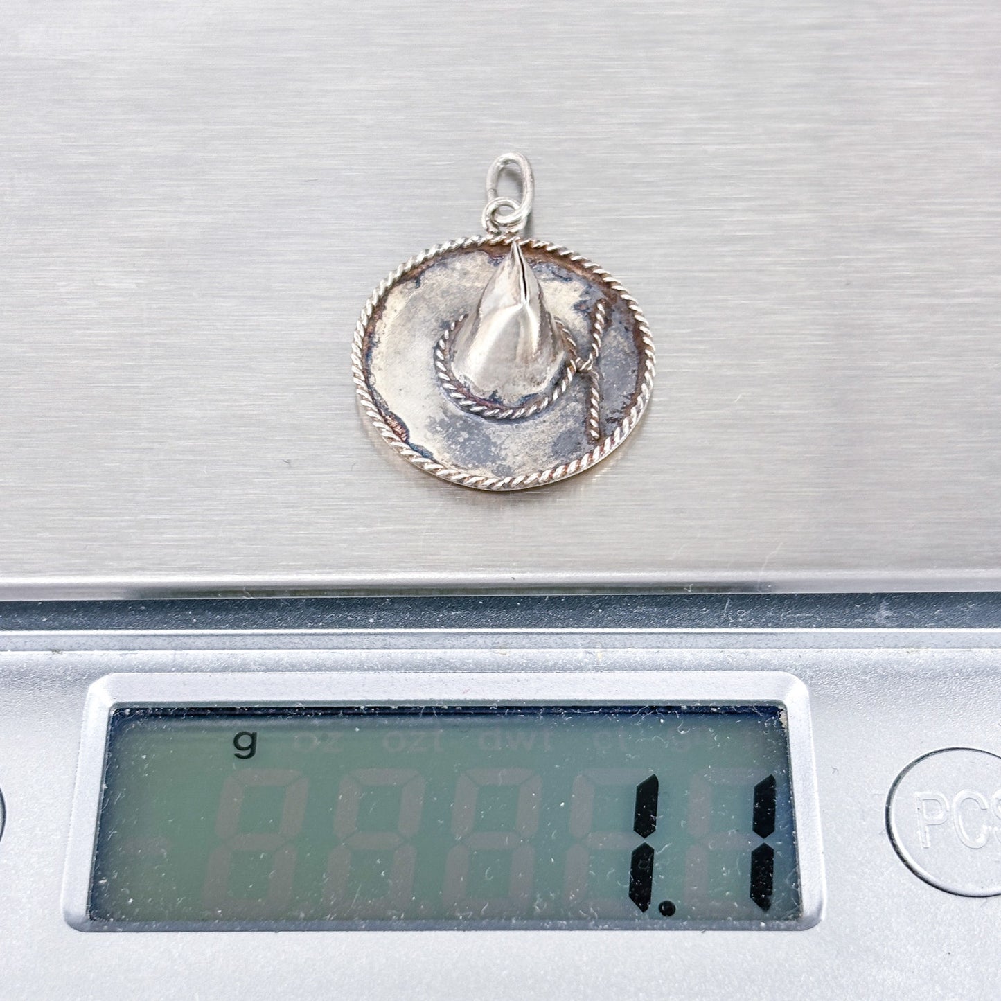 Vintage Sterling Silver 925 3D Sombrero Hat Charm Pendant