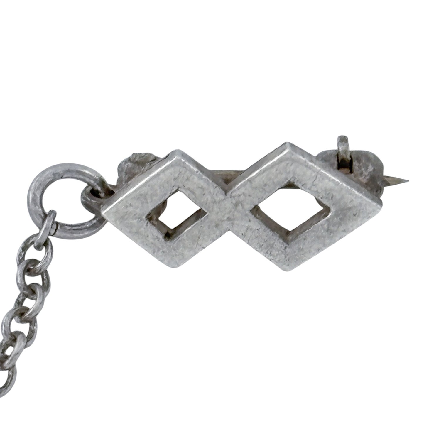 Vintage Sterling Silver SOS Geometric Dual Pin with Chain