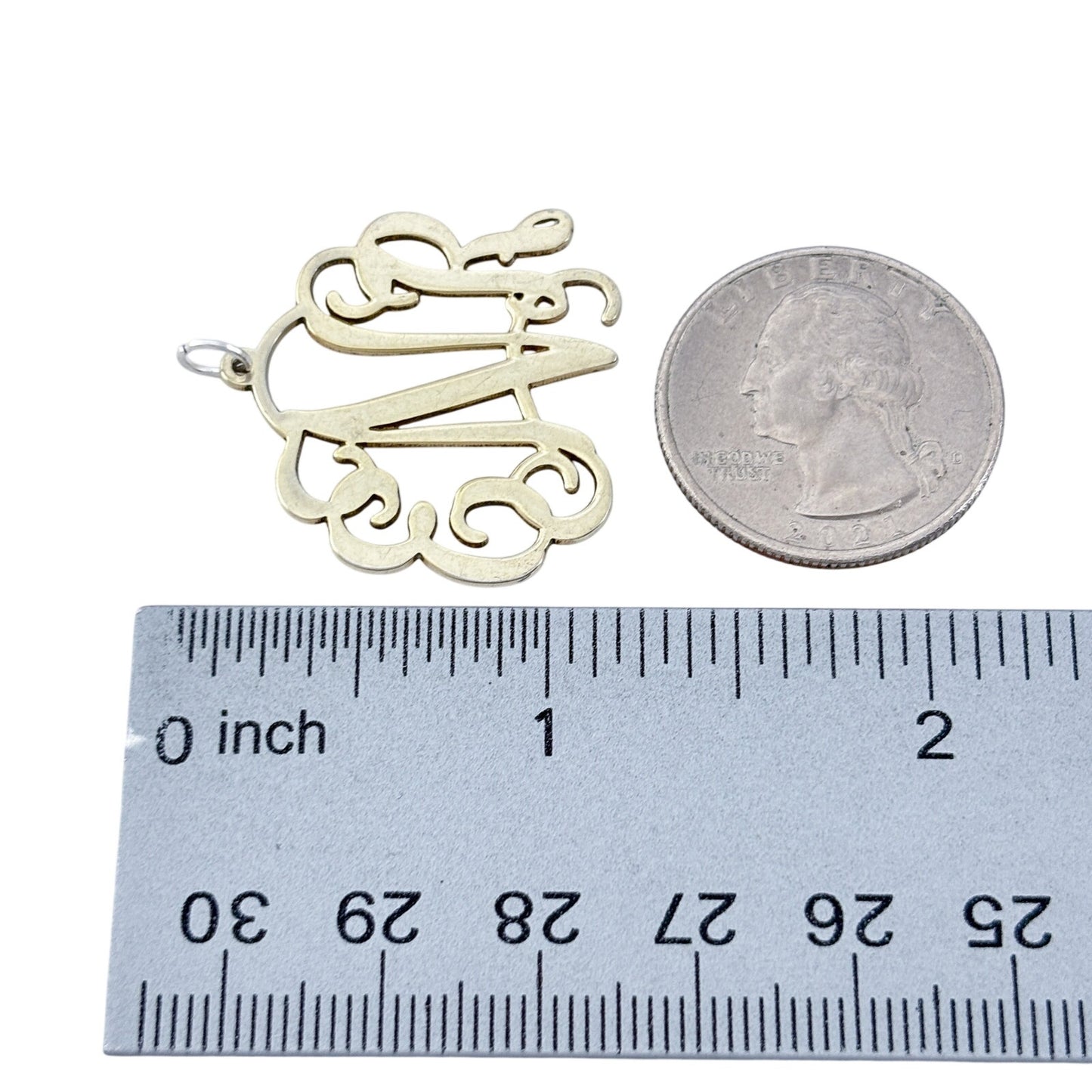 Vintage Gold-Tone Sterling Silver 925 ENR Monogram Pendant