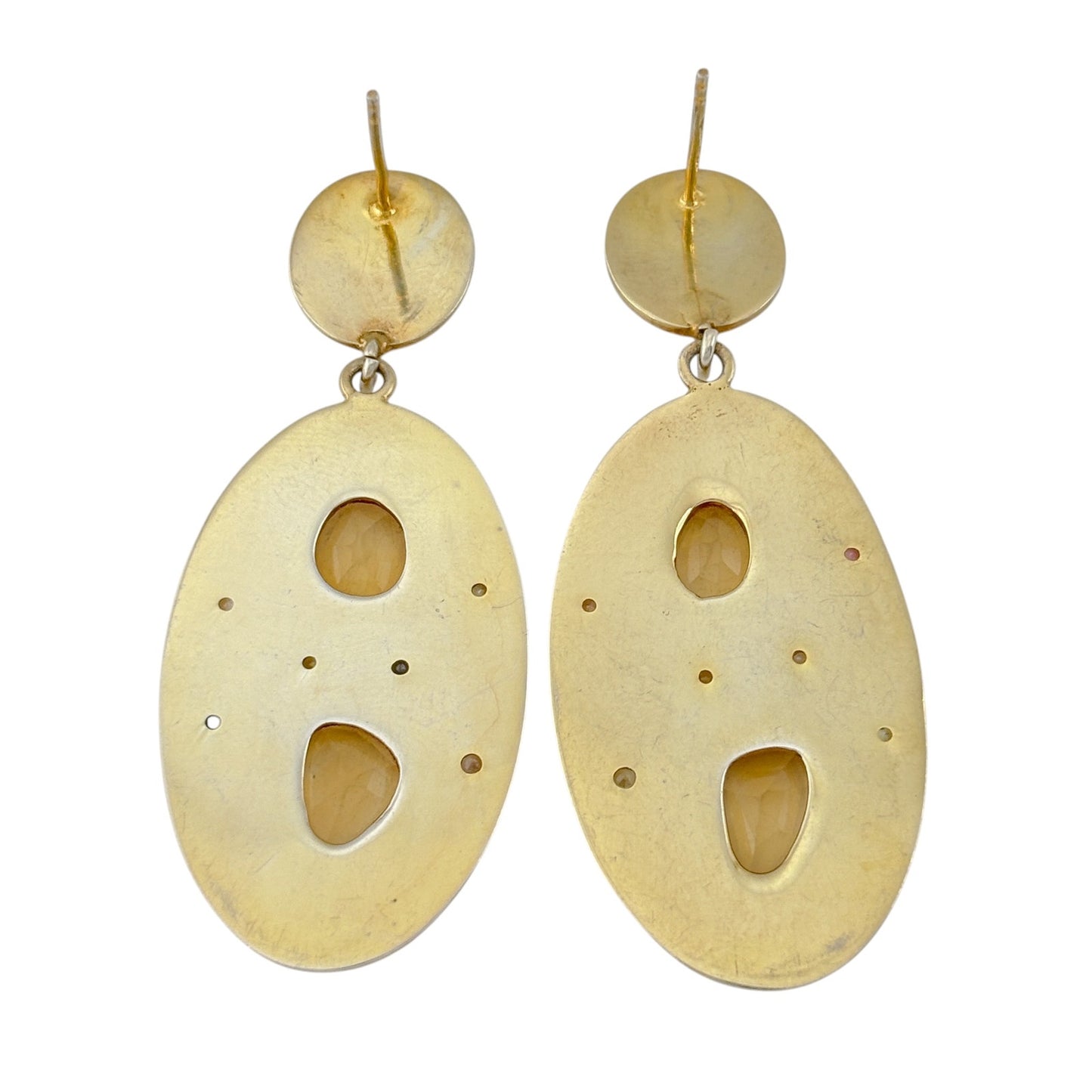 Vintage Gold-Tone Sterling Silver 925 Citrine Sapphire Earrings