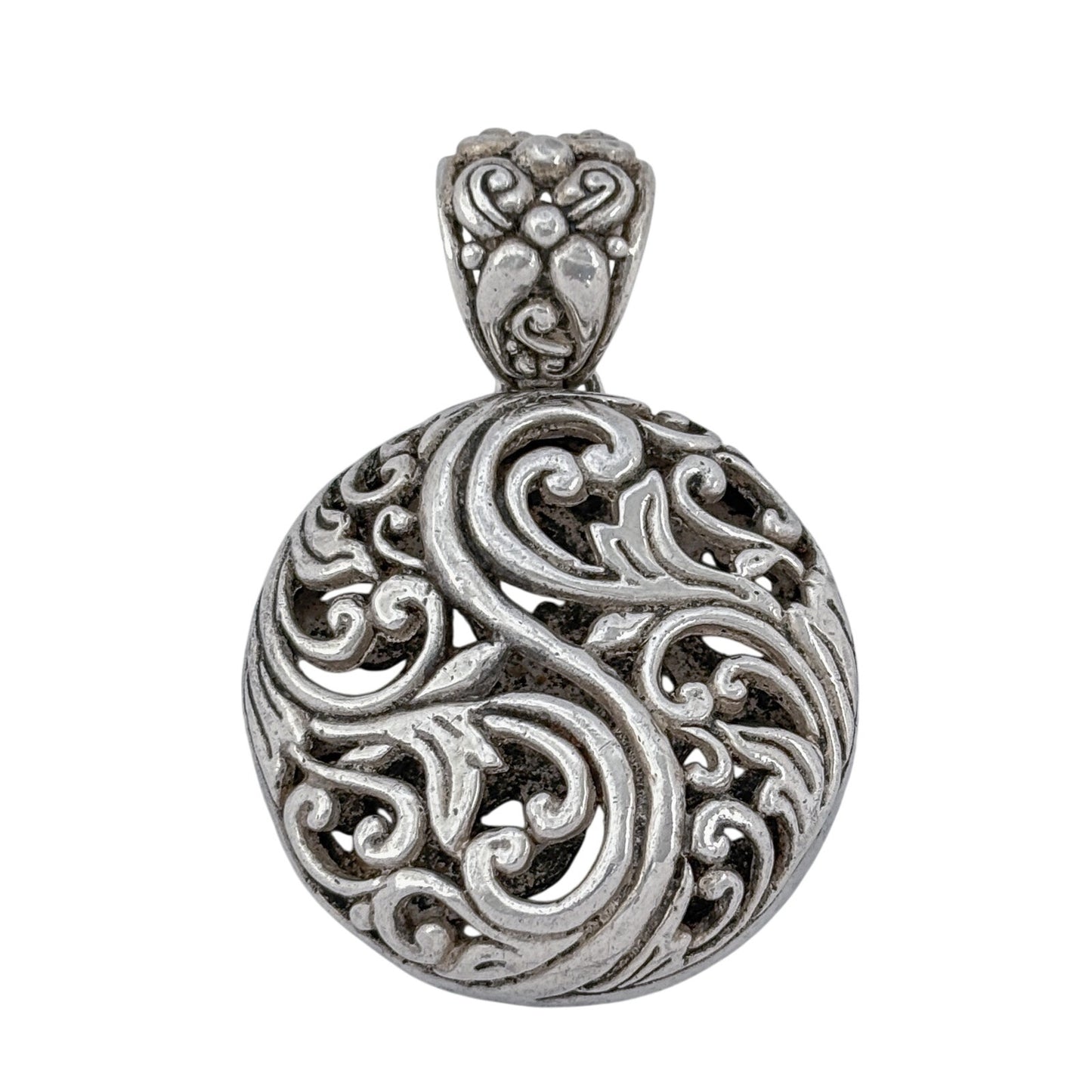 Vintage Sterling Silver 925 Filigree Round Pendant