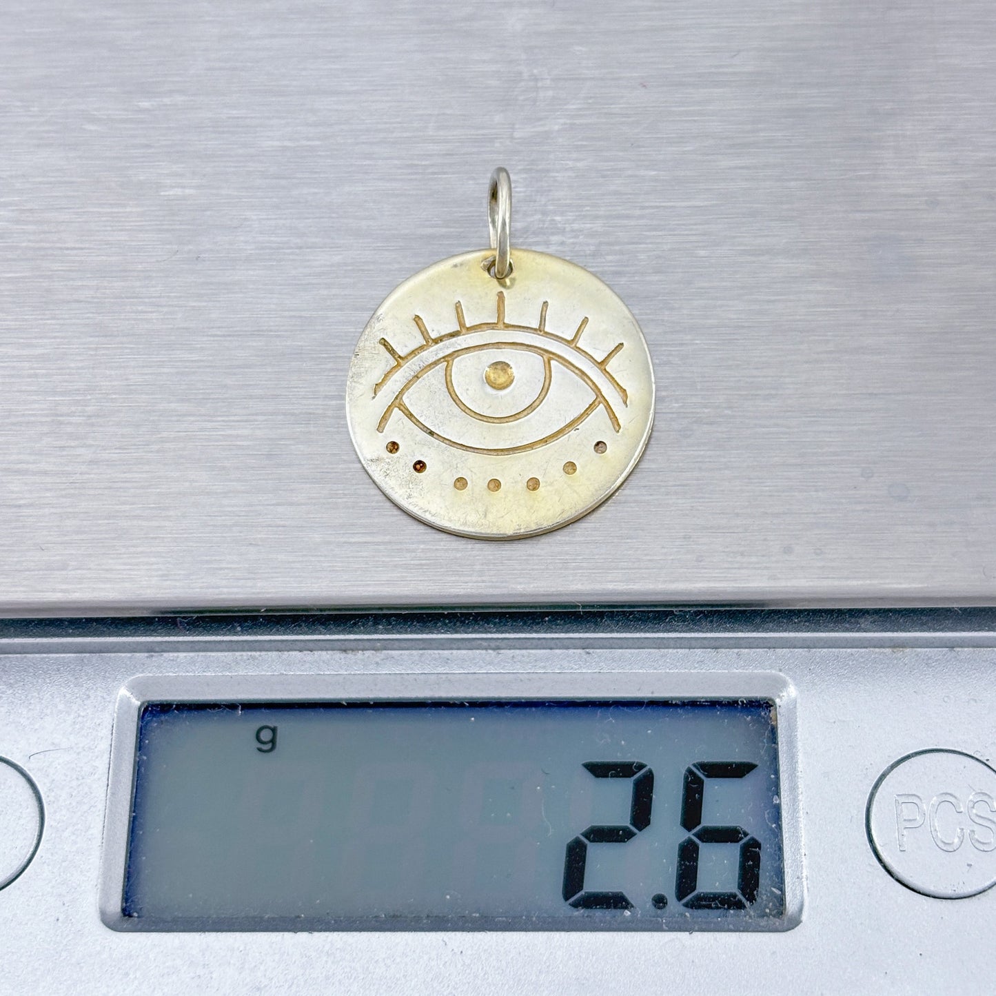 Vintage Sterling Silver 925 Gold-Tone Evil Eye Pendant