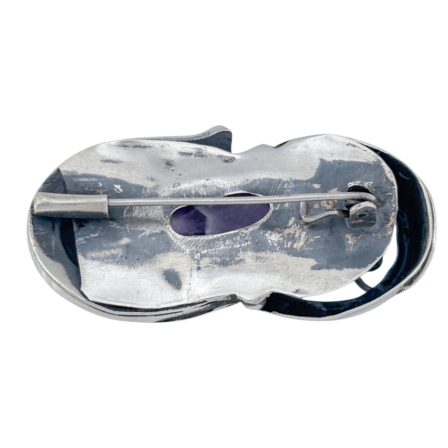 Vintage Sterling Silver 925 Amethyst Brooch