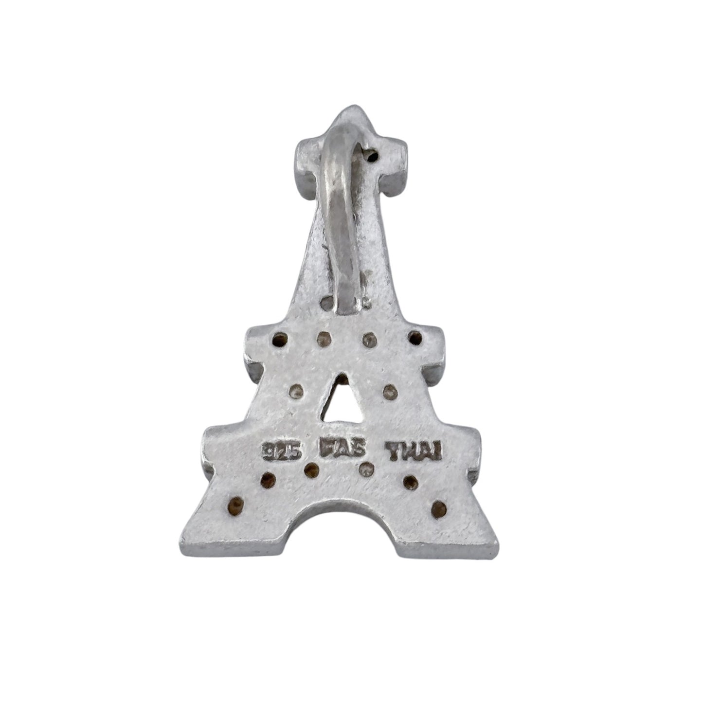Vintage Sterling Silver 925 Diamond Eiffel Tower Pendant