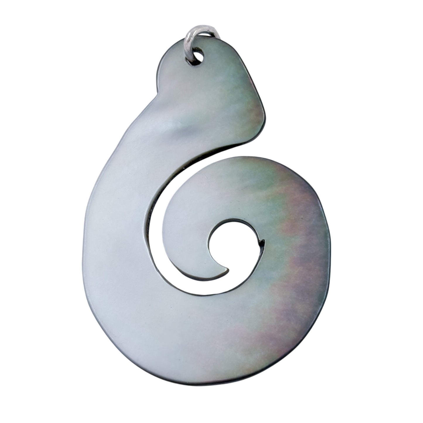 Vintage Sterling Silver 925 Abalone Shell Spiral Pendant