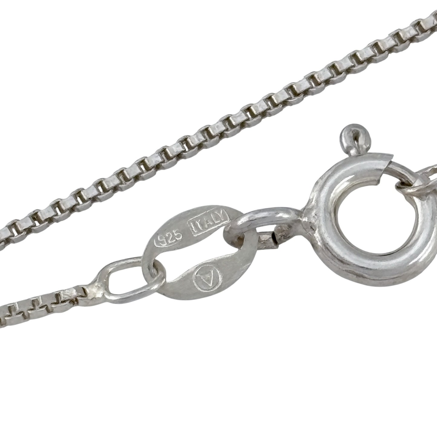 Vintage Italian Sterling Silver 925 Box Chain Necklace 16"