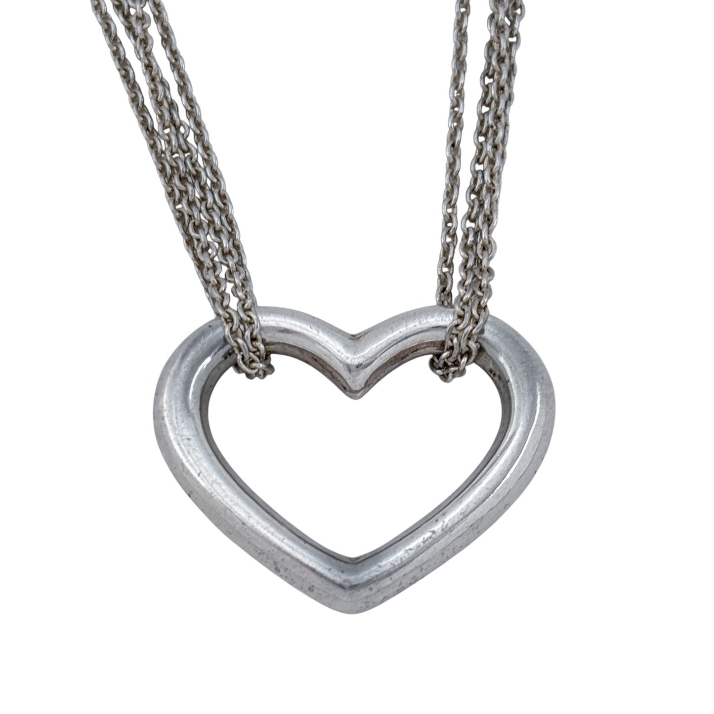 Vintage Sterling Silver 925 Heart Pendant Necklace 16"