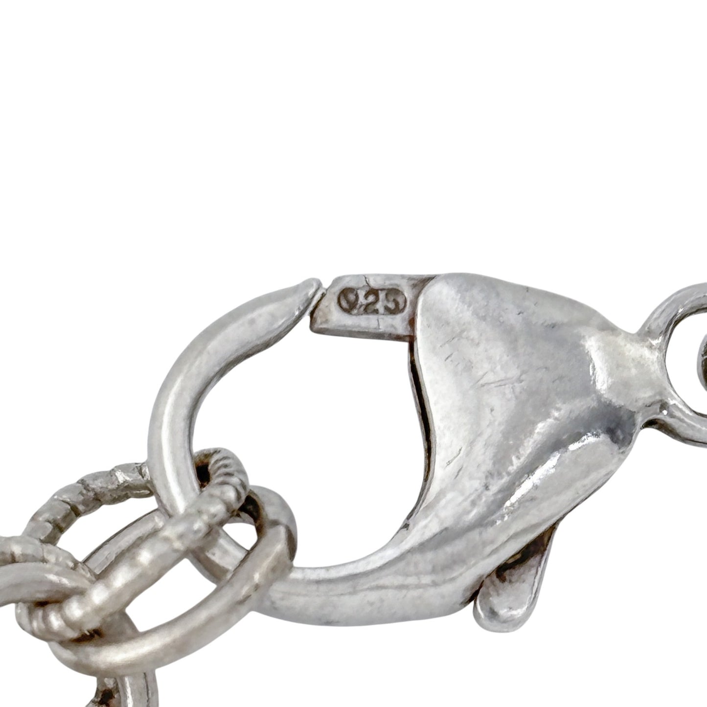 Vintage Sterling Silver 925 Round Link Charm Bracelet 7.5"