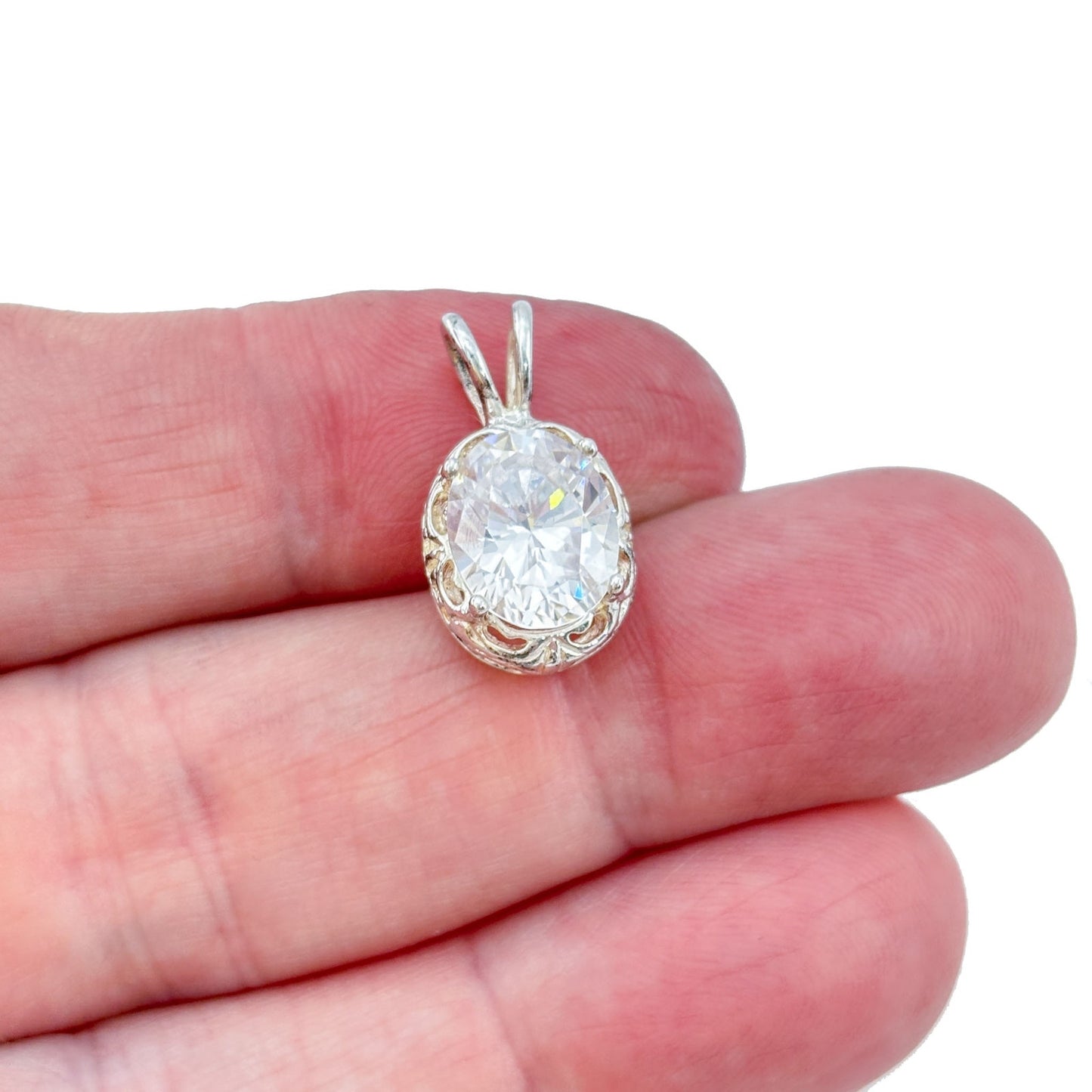 Vintage Sterling Silver 925 Cubic Zirconia Pendant