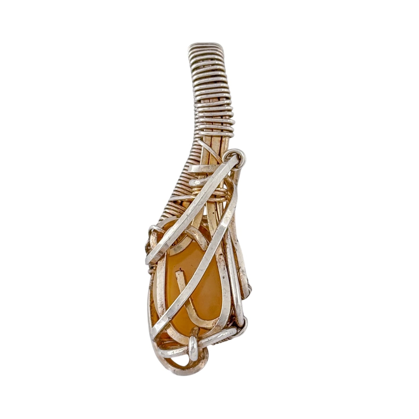 Vintage Sterling Silver Wire Wrap Opal Pendant