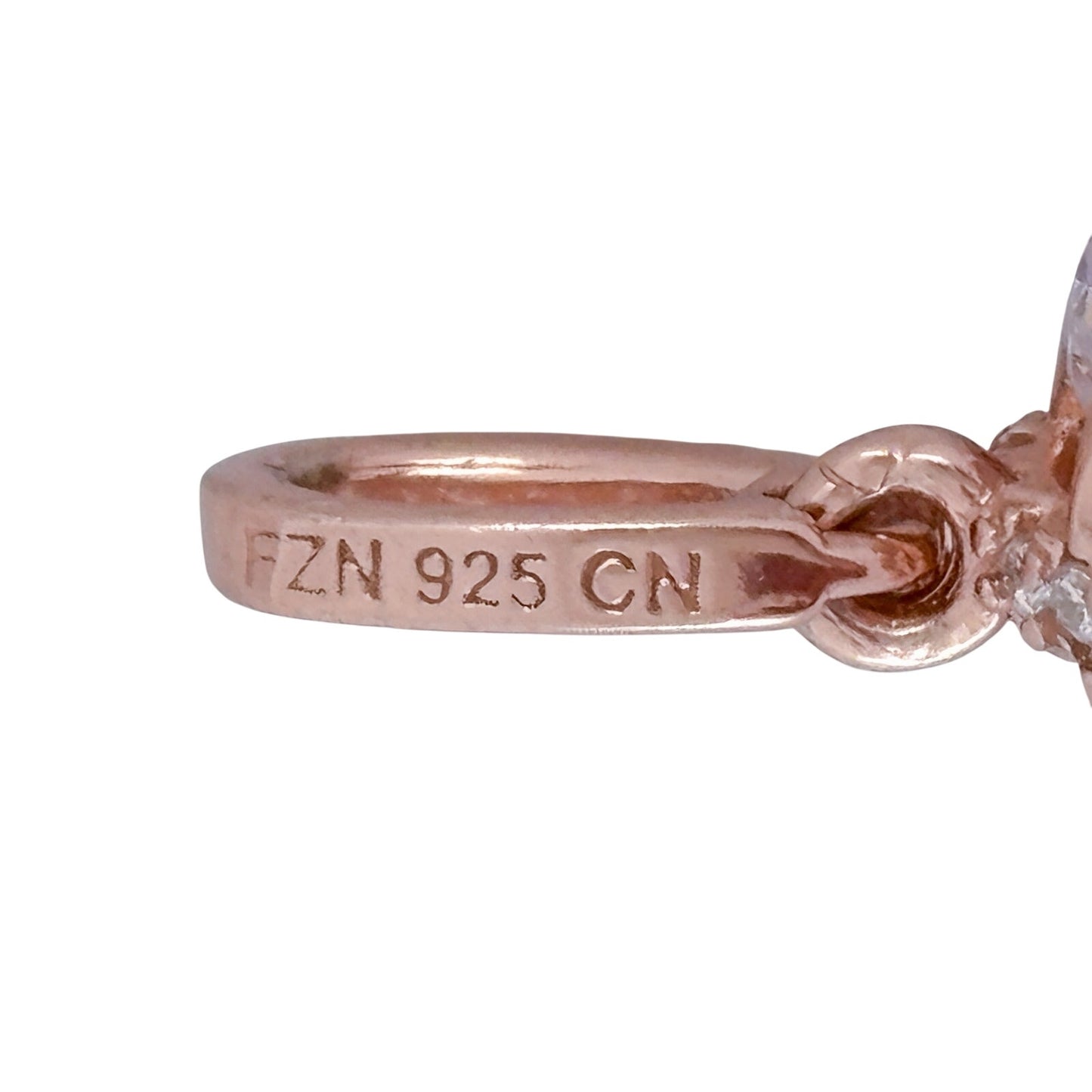Vintage Rose Gold-Tone Sterling Silver 925 Cubic Zirconia Quatrefoil Pendant