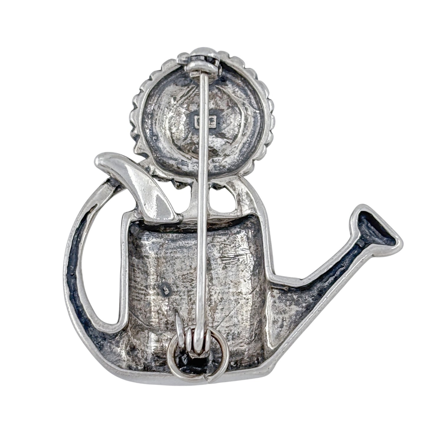 Vintage Sterling Silver 925 Watering Can Sunflower Brooch