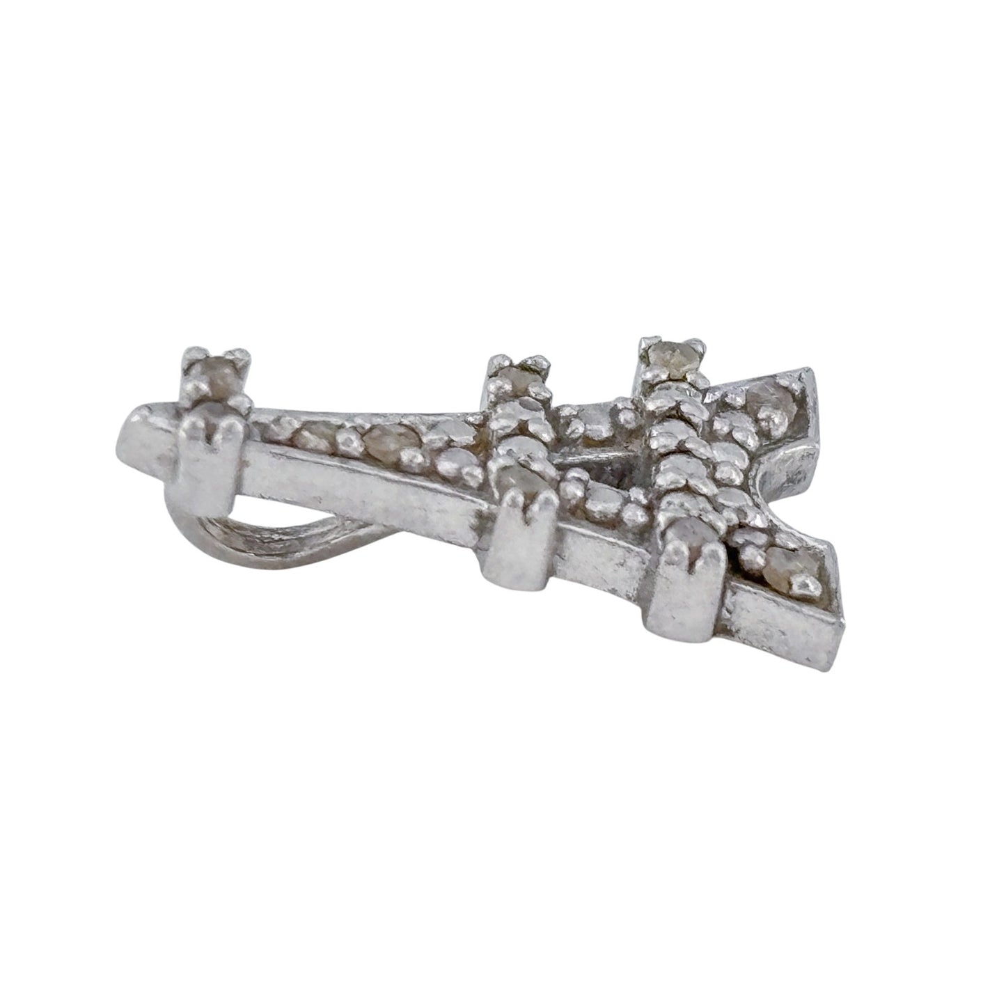 Vintage Sterling Silver 925 Diamond Eiffel Tower Pendant