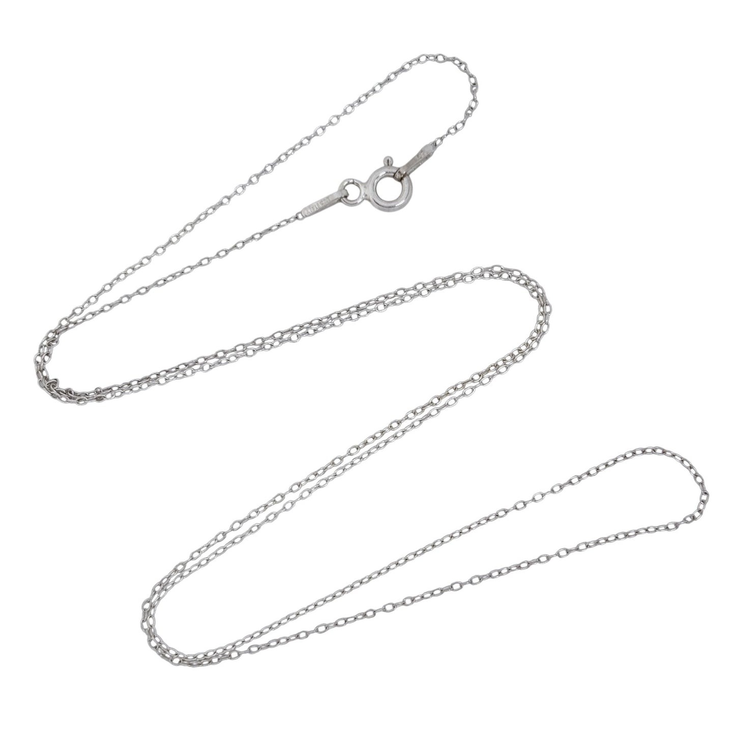 Silver chain necklace on a white background