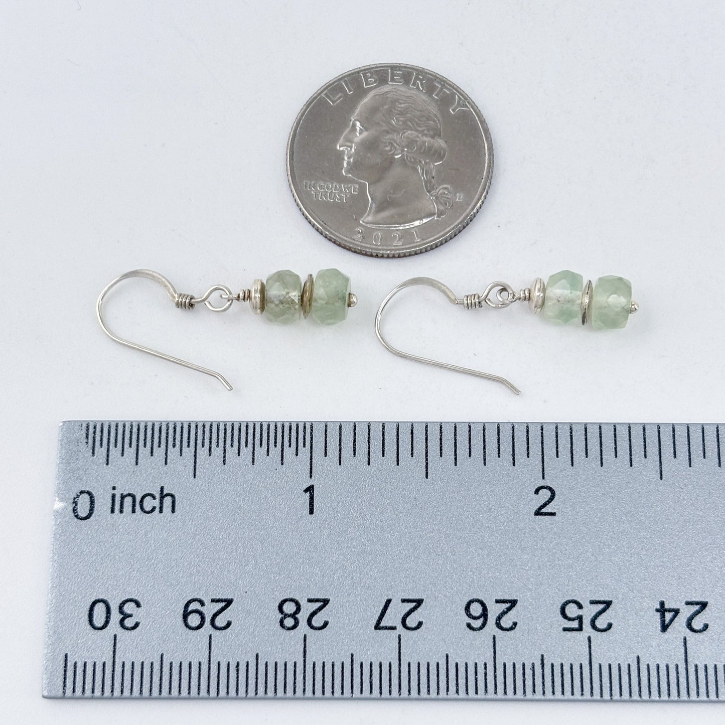 Vintage Sterling Silver 925 Prasiolite Green Amethyst Earrings