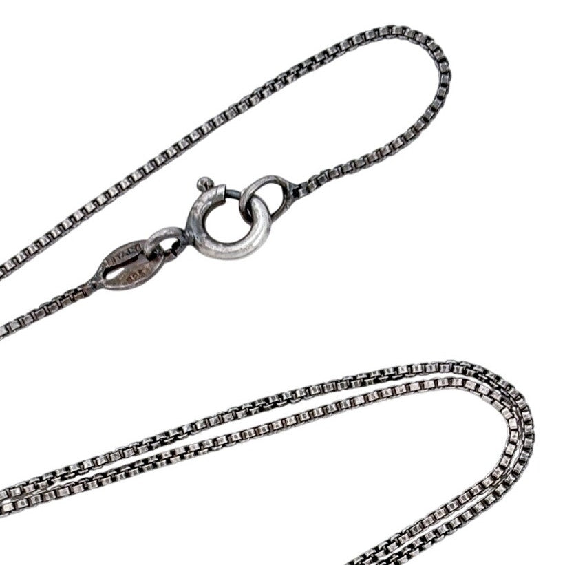 Vintage Italy Sterling Silver 925 Box Link Chain Necklace 18"