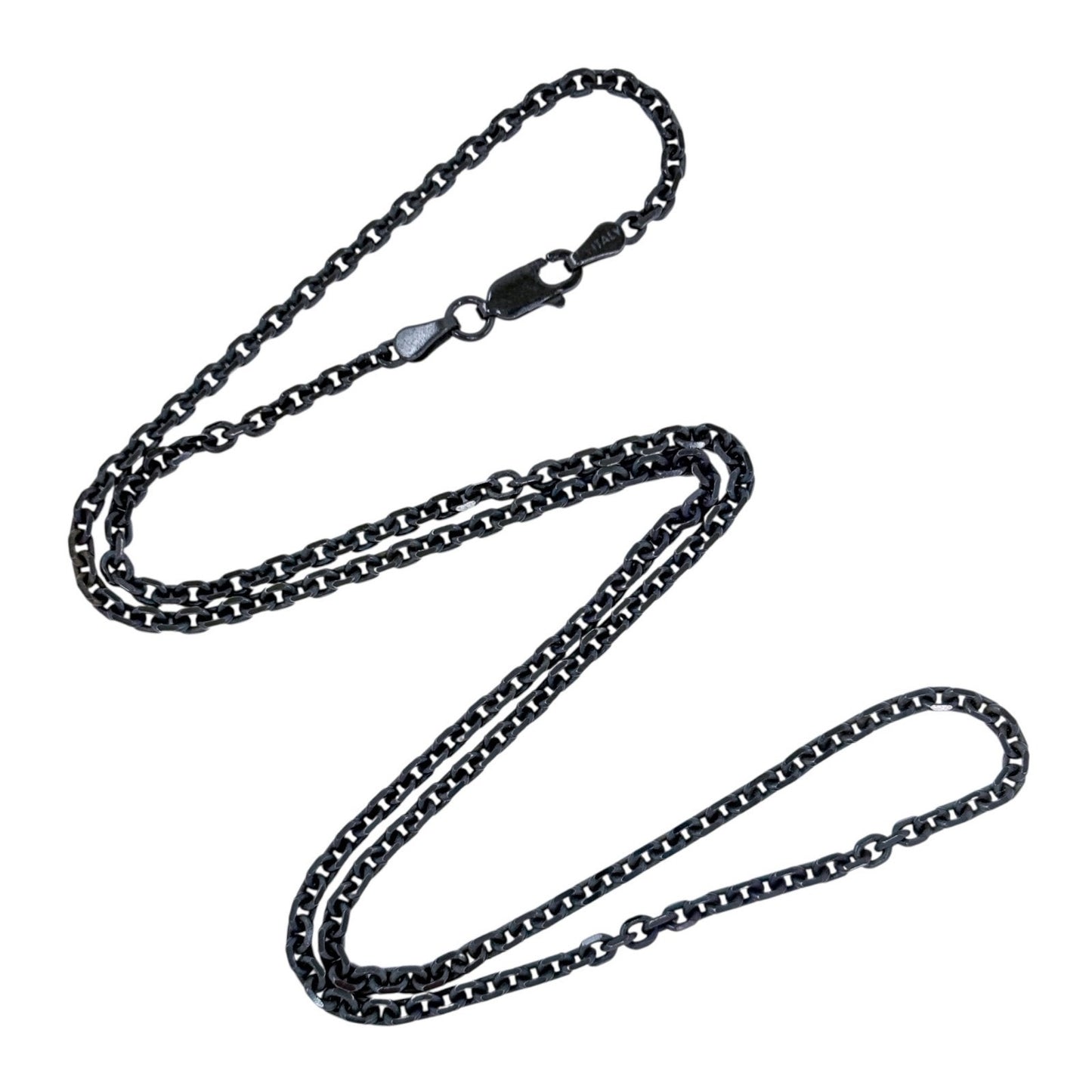 Estate Italy Sterling Silver 925 Black Cable Link Chain Necklace 20"