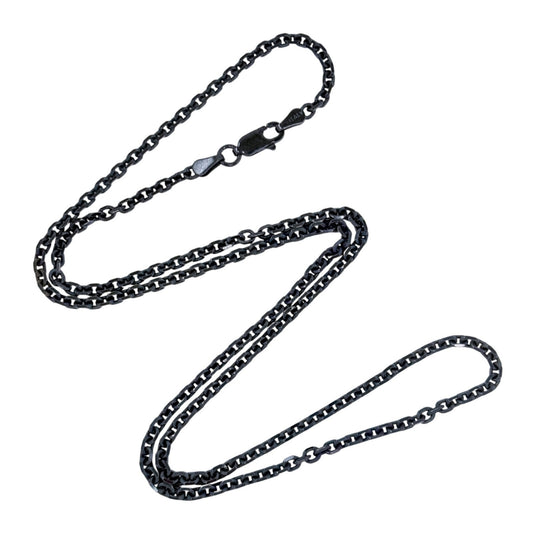 Estate Italy Sterling Silver 925 Black Cable Link Chain Necklace 20"