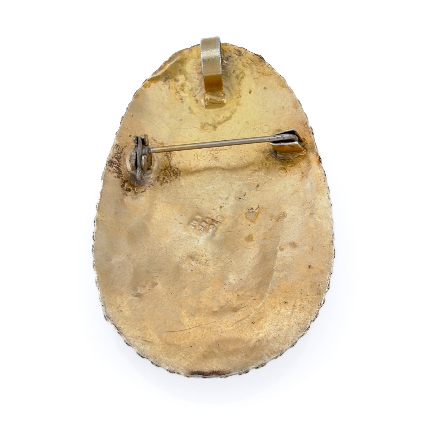 Vintage Sterling Silver 925 Gold Vermeil Eilat Stone Brooch Pendant