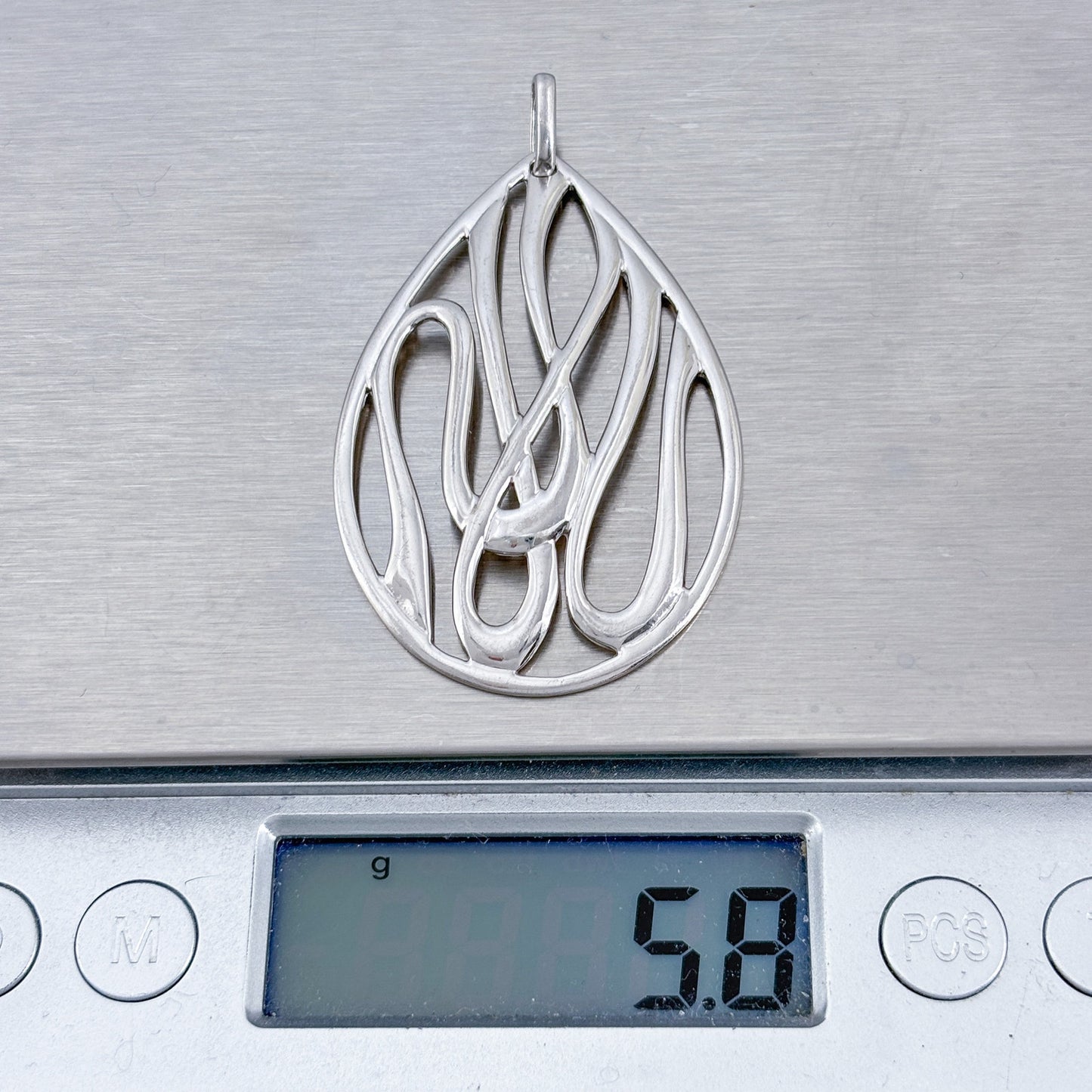 Vintage Sterling Silver 925 Teardrop Filigree Pendant