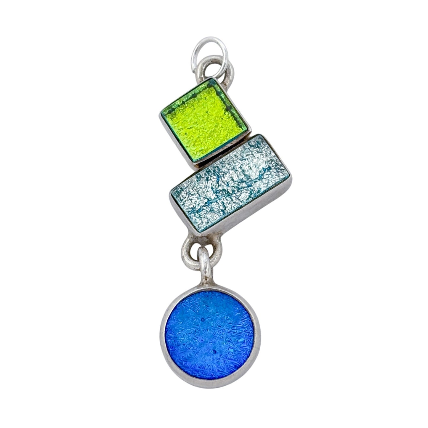 Vintage Sterling Silver 925 Dichroic Glass Pendant
