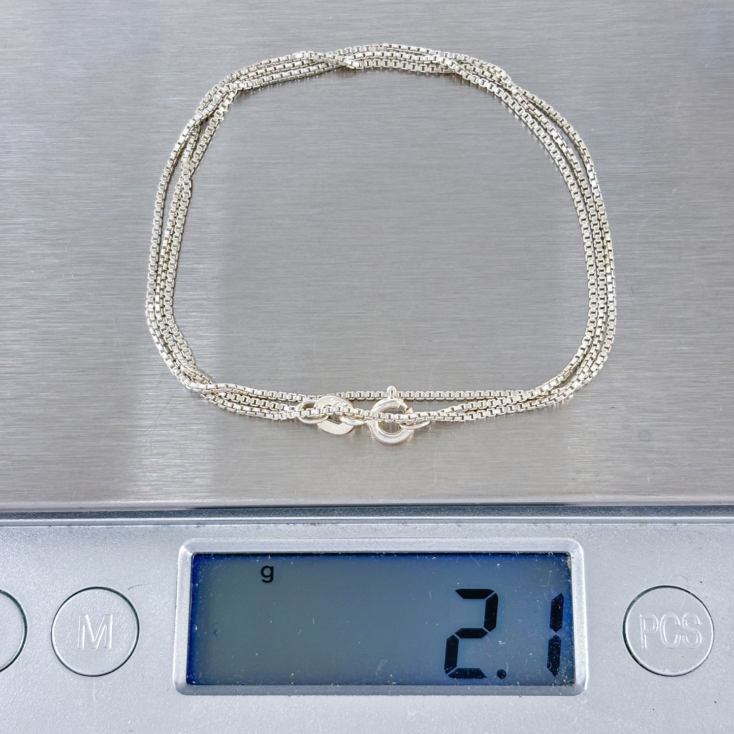 Vintage Sterling Silver 925 Box Link Chain Necklace 18"