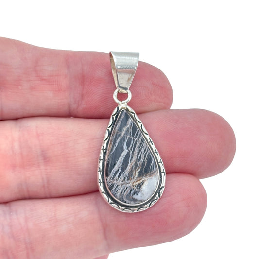Vintage Sterling Silver 925 White Buffalo Pendant