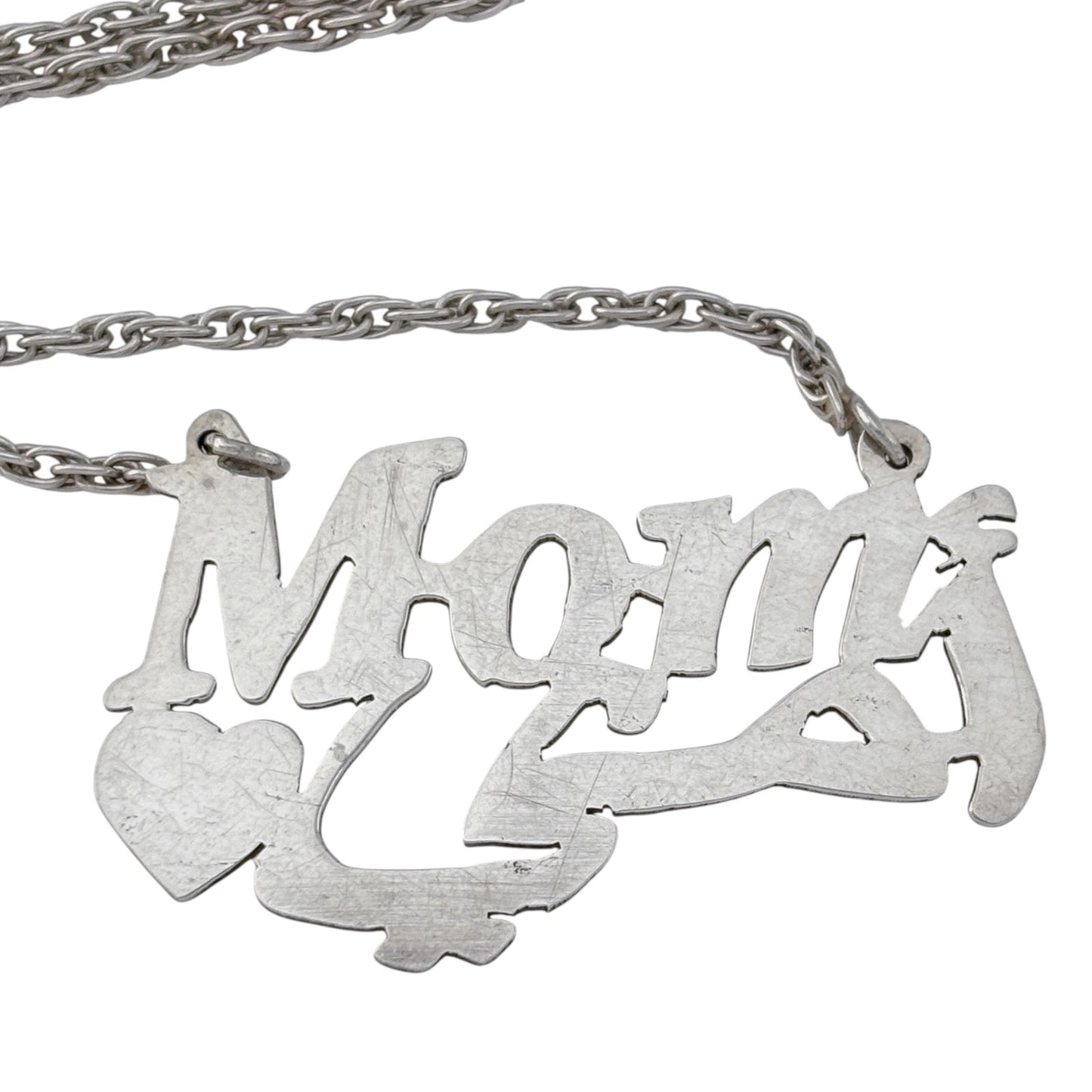 Vintage Sterling Silver 925 Mom Nameplate Necklace 18.5"