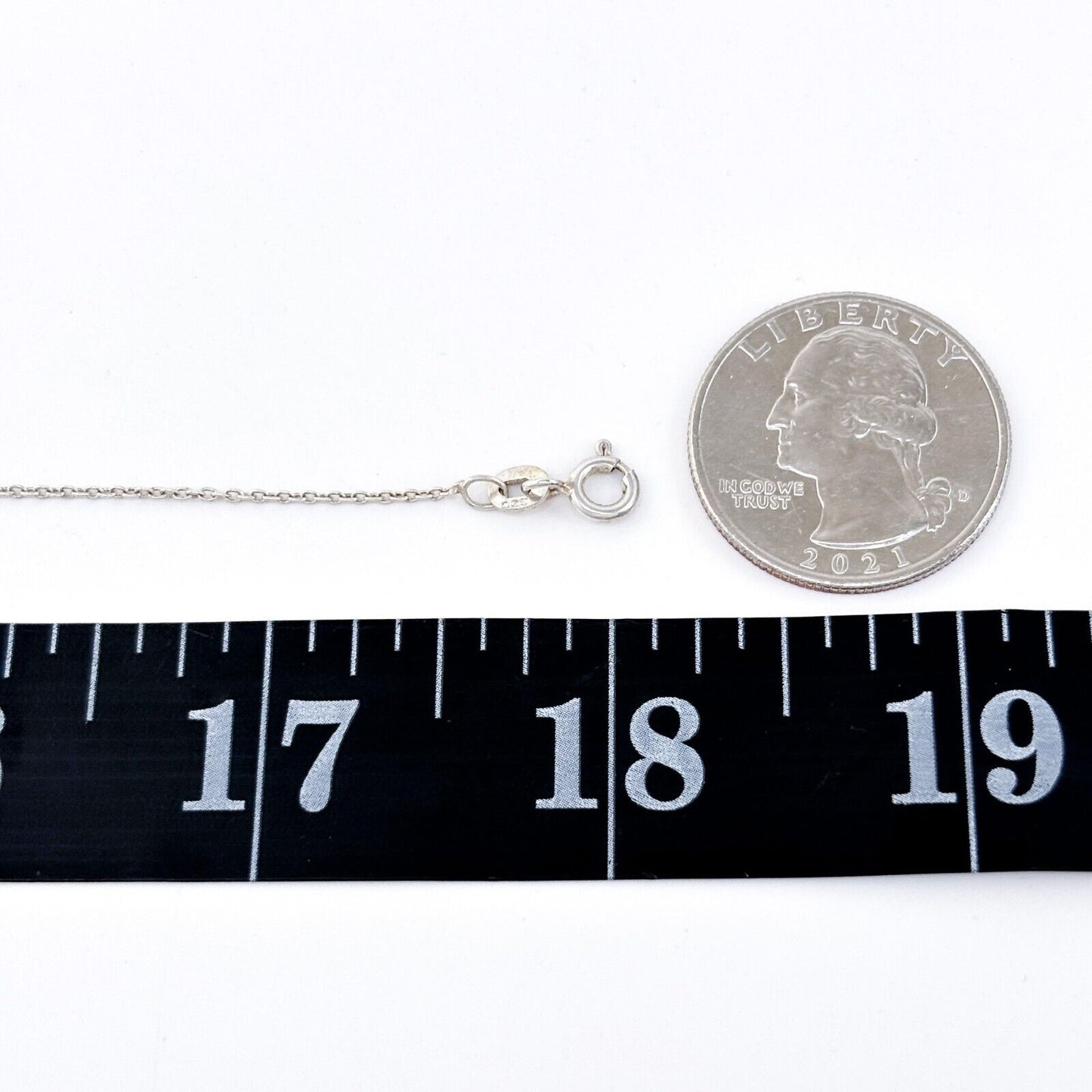 Vintage Sterling Silver 925 1.1mm Cable Chain Necklace 18"