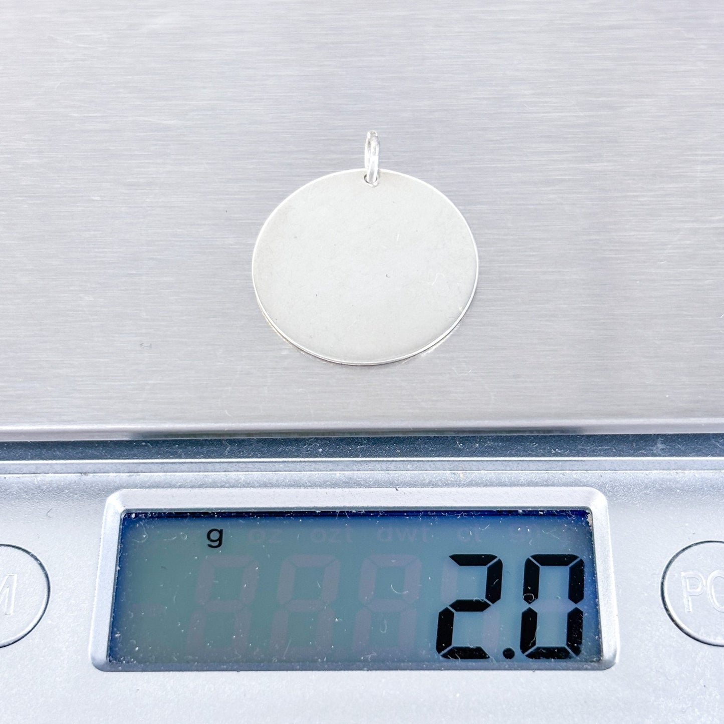 Vintage Silver Tone 2cm Blank Round Disc Pendant