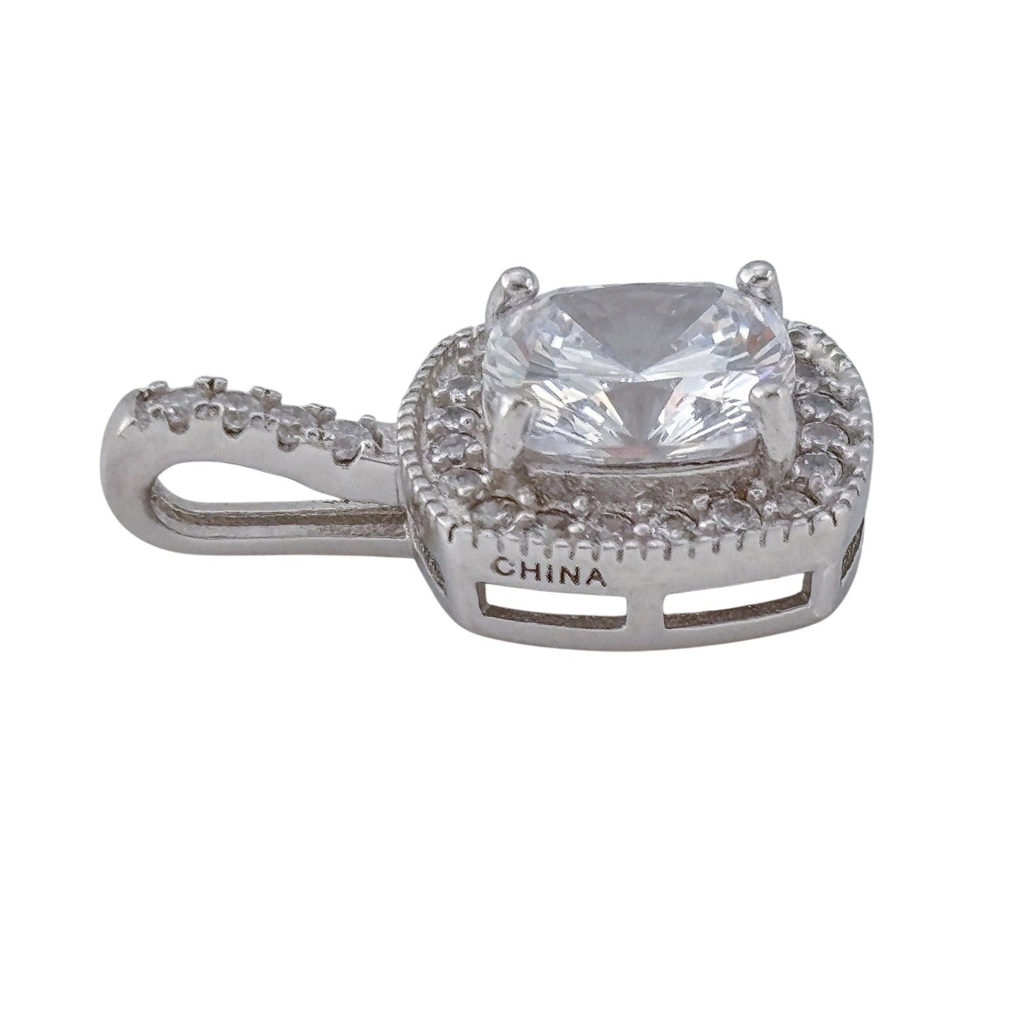 Vintage Sterling Silver 925 Cubic Zirconia Halo Pendant