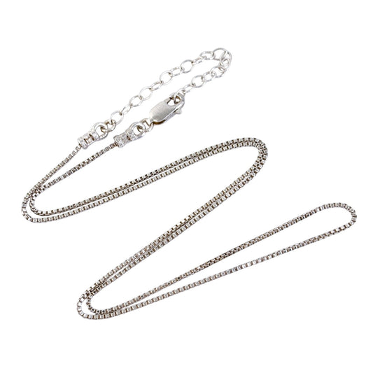 Vintage Italy Sterling Silver 925 0.9mm Box Chain Necklace 16"-18"