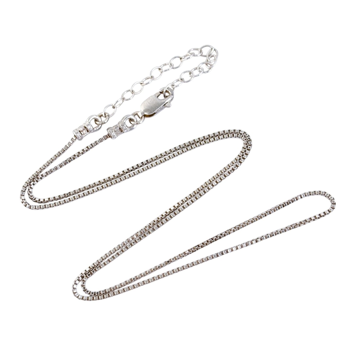Vintage Italy Sterling Silver 925 Box Chain Necklace 16"-18"