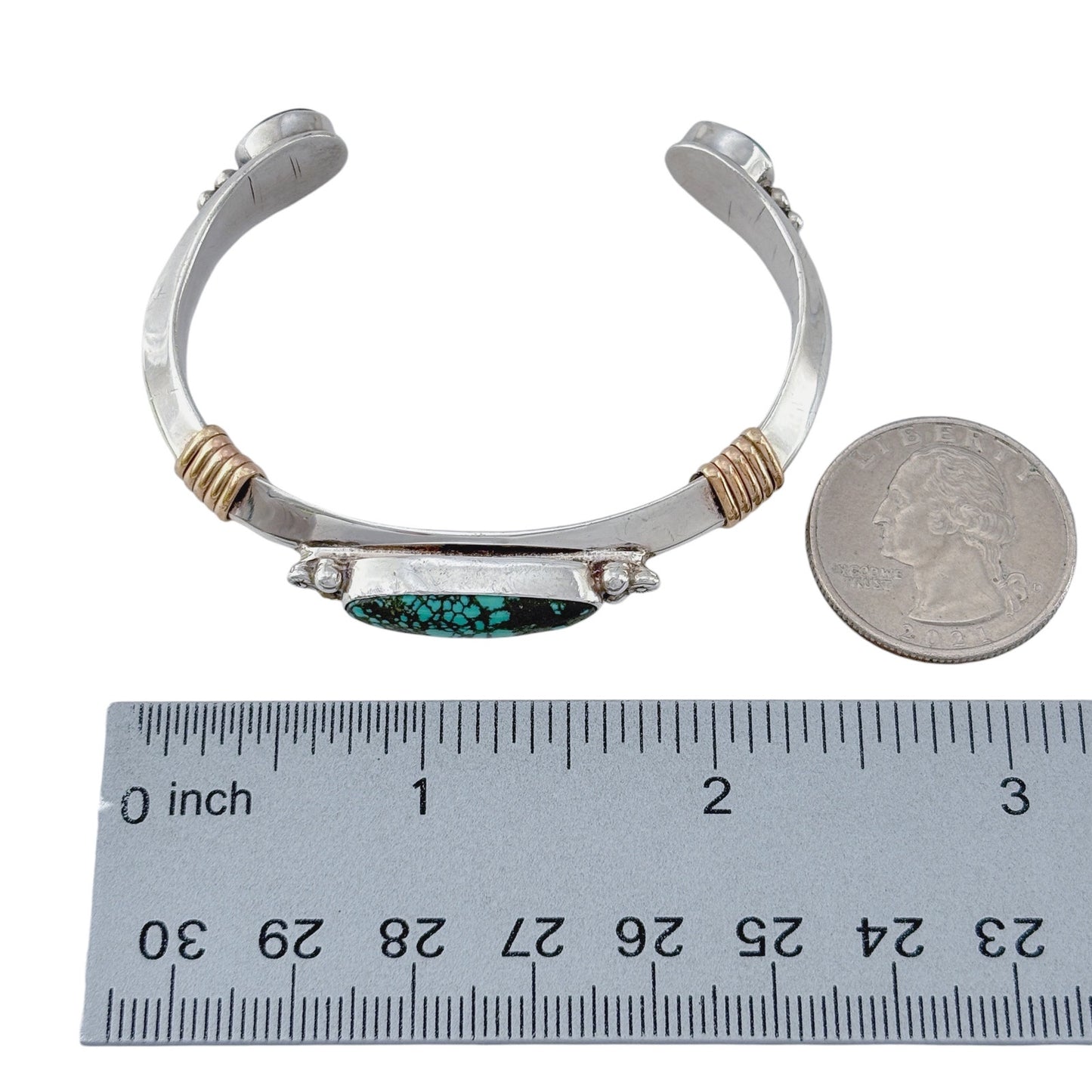 Vintage E. Piaso Navajo Sterling Silver 925 Black Web Turquoise Cuff Bracelet 6"