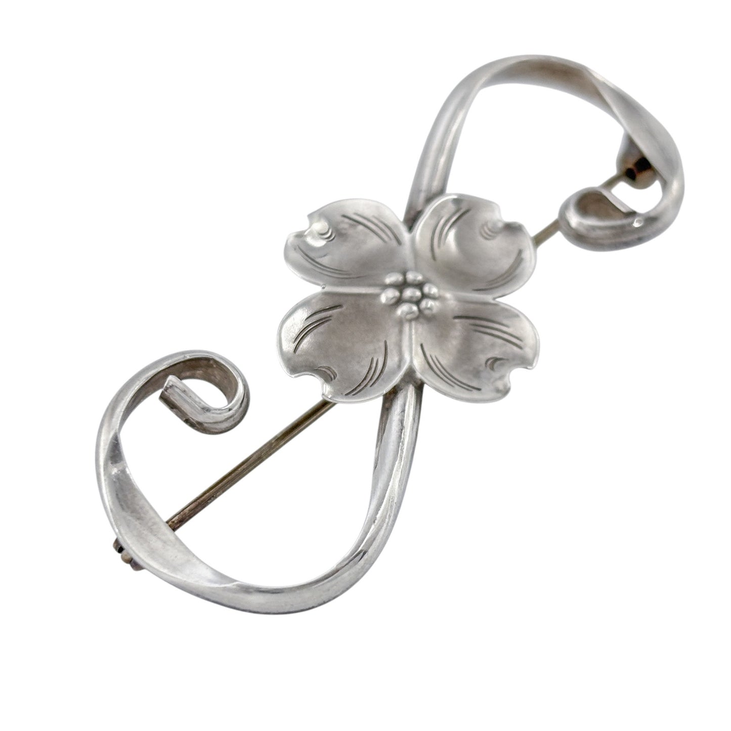 Vintage NYE Sterling Silver 925 Dogwood Flower Brooch