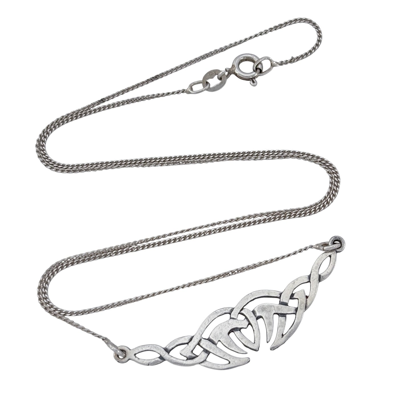 Vintage Sterling Silver 925 Celtic Knot Pendant Necklace 19"