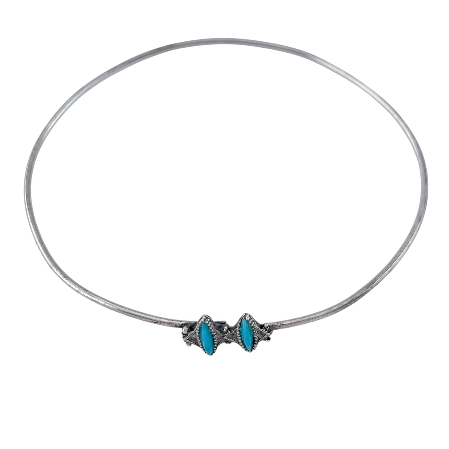 Vintage Sterling Silver 925 Turquoise Bangle Bracelet 7.75"